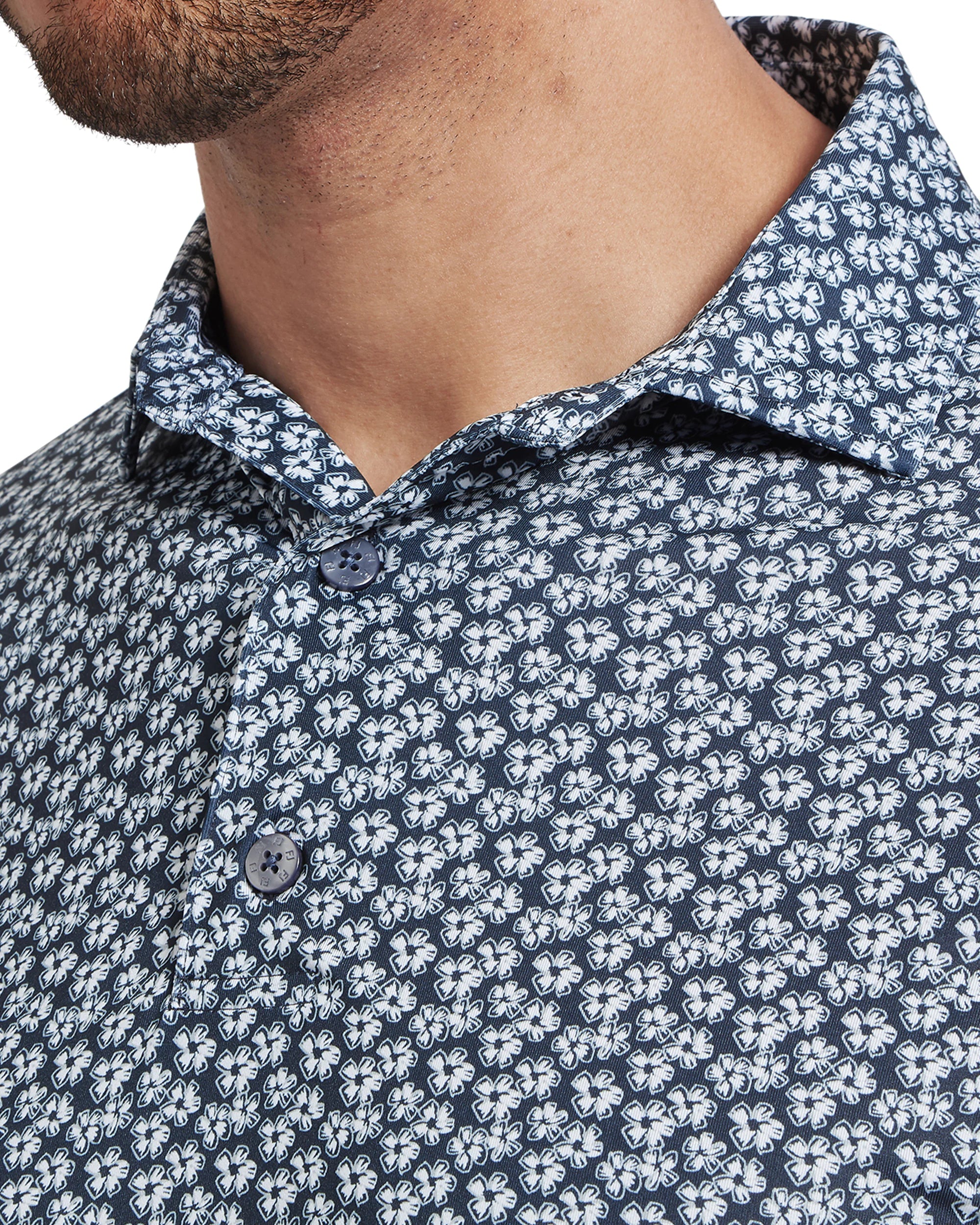 FootJoy Floral Sketch Print Lisle Golf Polo